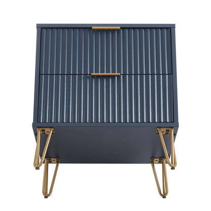 Manhattan Comfort - DUMBO Nightstand with 2 Full Extension Drawers in Midnight Blue - NS002-MB veiw 5