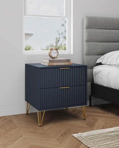 Manhattan Comfort - DUMBO Nightstand with 2 Full Extension Drawers in Midnight Blue - NS002-MB veiw 10