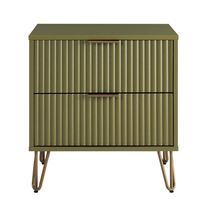 Manhattan Comfort - DUMBO Nightstand with 2 Full Extension Drawers in Olive Green - NS002-OG veiw 1