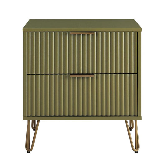 Manhattan Comfort - DUMBO Nightstand with 2 Full Extension Drawers in Olive Green - NS002-OG veiw 1