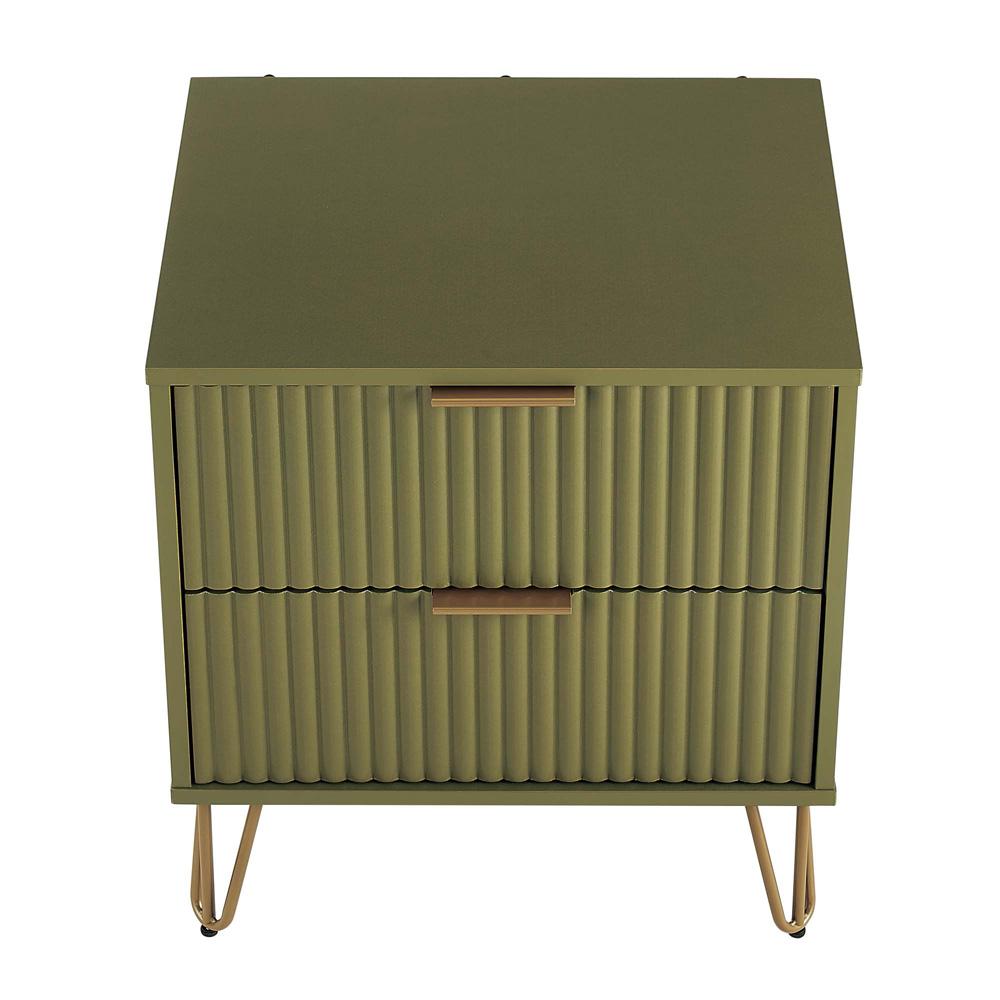 Manhattan Comfort - DUMBO Nightstand with 2 Full Extension Drawers in Olive Green - NS002-OG veiw 3