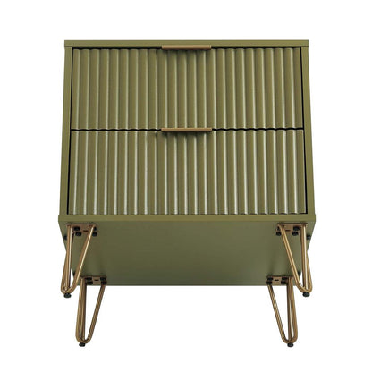Manhattan Comfort - DUMBO Nightstand with 2 Full Extension Drawers in Olive Green - NS002-OG veiw 5