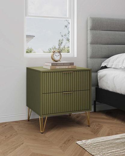 Manhattan Comfort - DUMBO Nightstand with 2 Full Extension Drawers in Olive Green - NS002-OG veiw 10