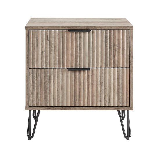 Manhattan Comfort - DUMBO Nightstand with 2 Full Extension Drawers in Rustic Grey - NS002-GY veiw 1