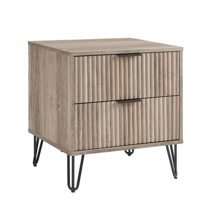 Manhattan Comfort - DUMBO Nightstand with 2 Full Extension Drawers in Rustic Grey - NS002-GY veiw 2