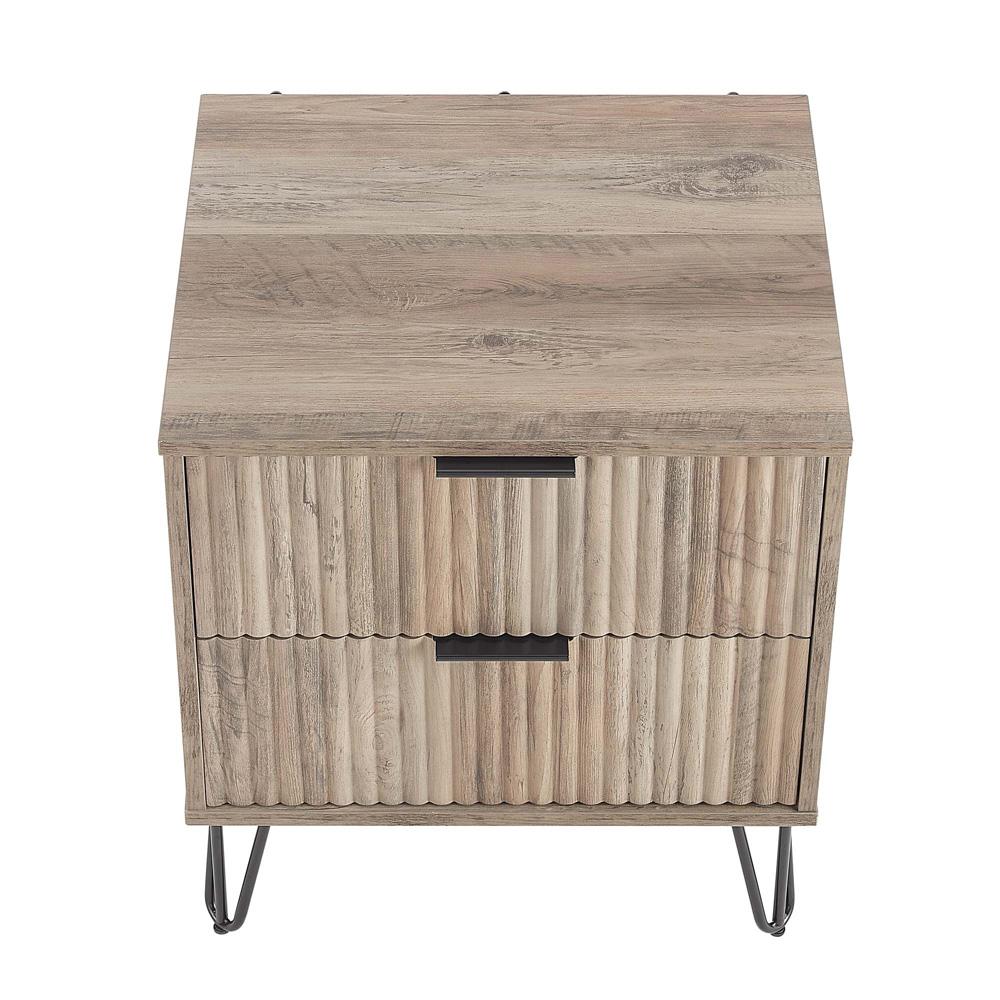 Manhattan Comfort - DUMBO Nightstand with 2 Full Extension Drawers in Rustic Grey - NS002-GY veiw 3