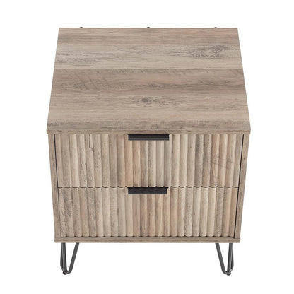 Manhattan Comfort - DUMBO Nightstand with 2 Full Extension Drawers in Rustic Grey - NS002-GY veiw 3