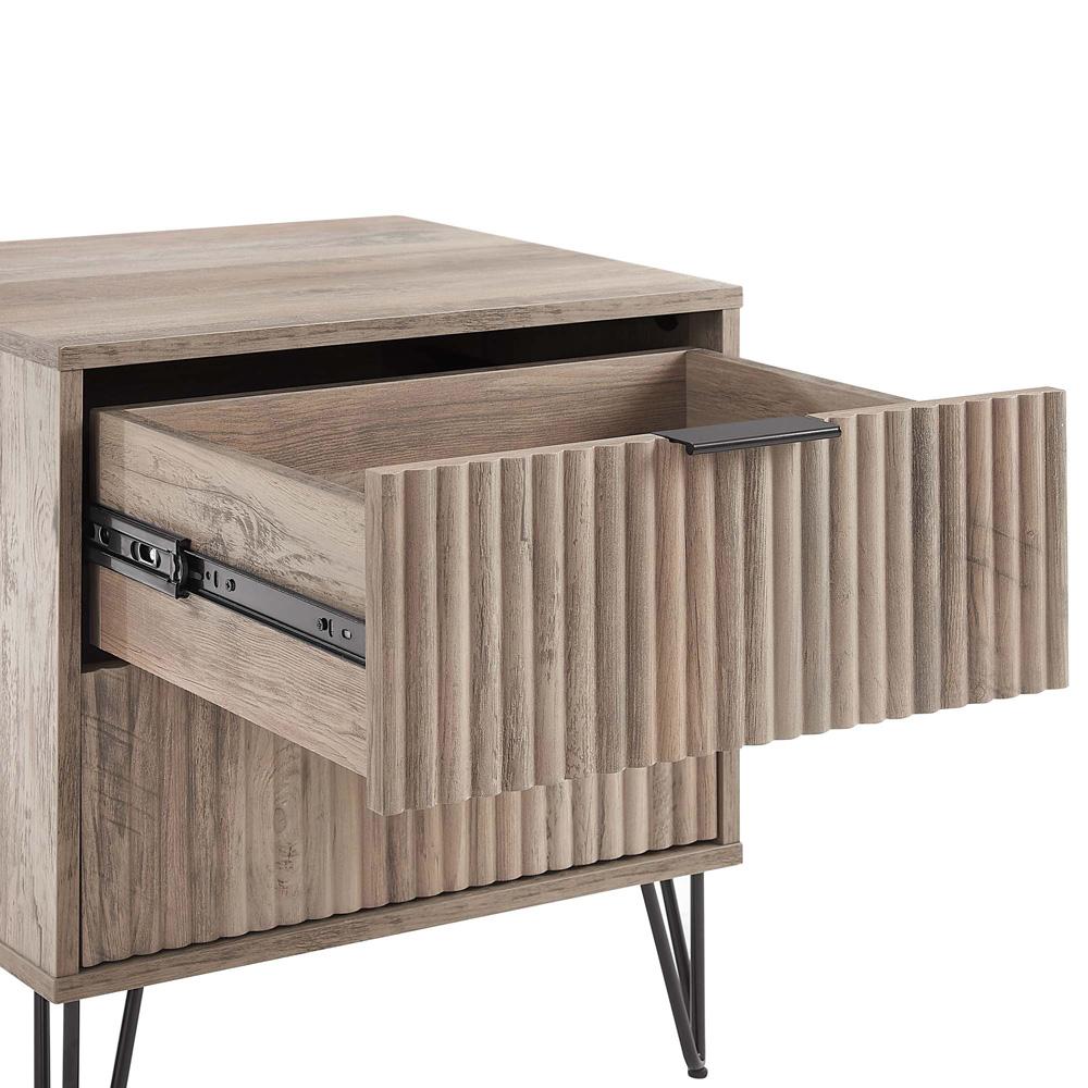 Manhattan Comfort - DUMBO Nightstand with 2 Full Extension Drawers in Rustic Grey - NS002-GY veiw 5