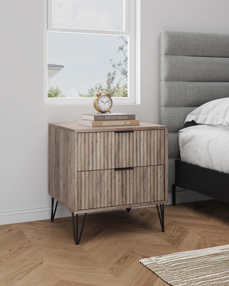 Manhattan Comfort - DUMBO Nightstand with 2 Full Extension Drawers in Rustic Grey - NS002-GY veiw 9