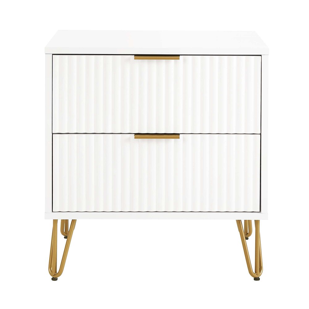 Manhattan Comfort - DUMBO Nightstand with 2 Full Extension Drawers in White - NS002-WH veiw 1
