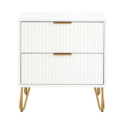 Manhattan Comfort - DUMBO Nightstand with 2 Full Extension Drawers in White - NS002-WH veiw 1