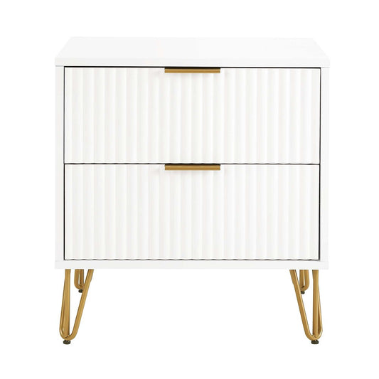 Manhattan Comfort - DUMBO Nightstand with 2 Full Extension Drawers in White - NS002-WH veiw 1