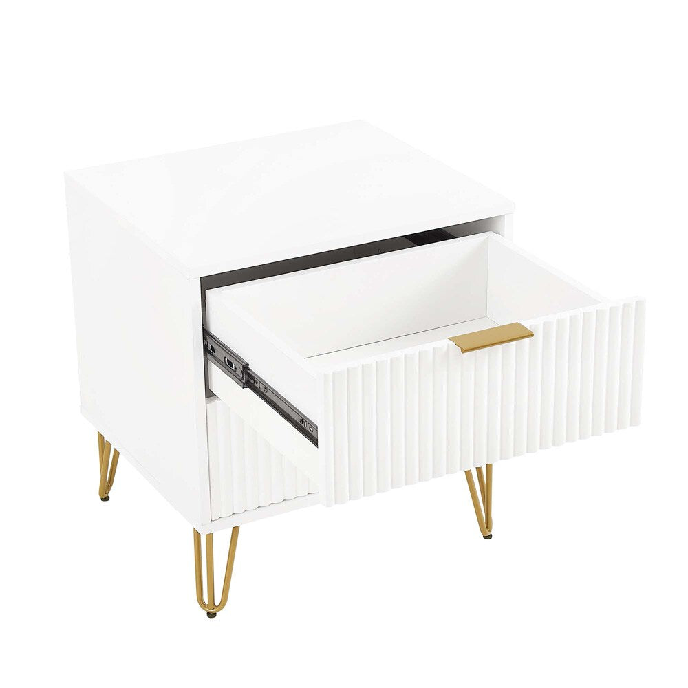 Manhattan Comfort - DUMBO Nightstand with 2 Full Extension Drawers in White - NS002-WH veiw 4
