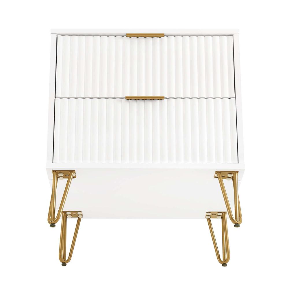 Manhattan Comfort - DUMBO Nightstand with 2 Full Extension Drawers in White - NS002-WH veiw 5