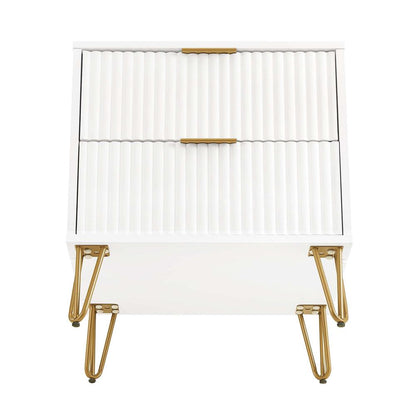 Manhattan Comfort - DUMBO Nightstand with 2 Full Extension Drawers in White - NS002-WH veiw 5