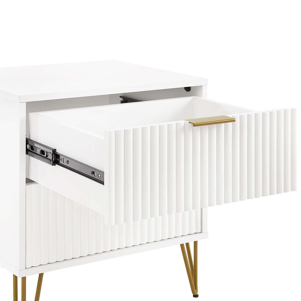 Manhattan Comfort - DUMBO Nightstand with 2 Full Extension Drawers in White - NS002-WH veiw 6