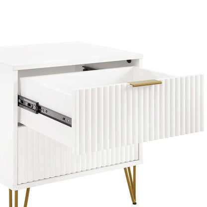 Manhattan Comfort - DUMBO Nightstand with 2 Full Extension Drawers in White - NS002-WH veiw 6