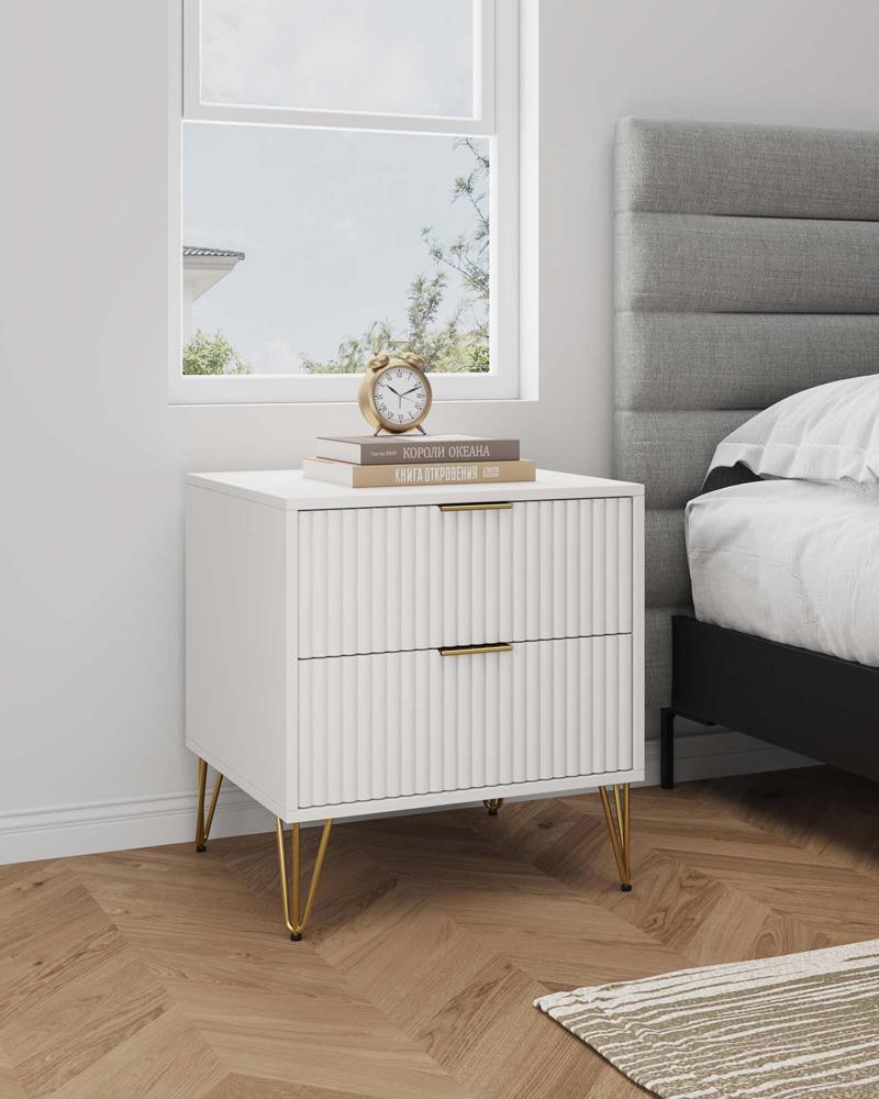 Manhattan Comfort - DUMBO Nightstand with 2 Full Extension Drawers in White - NS002-WH veiw 10