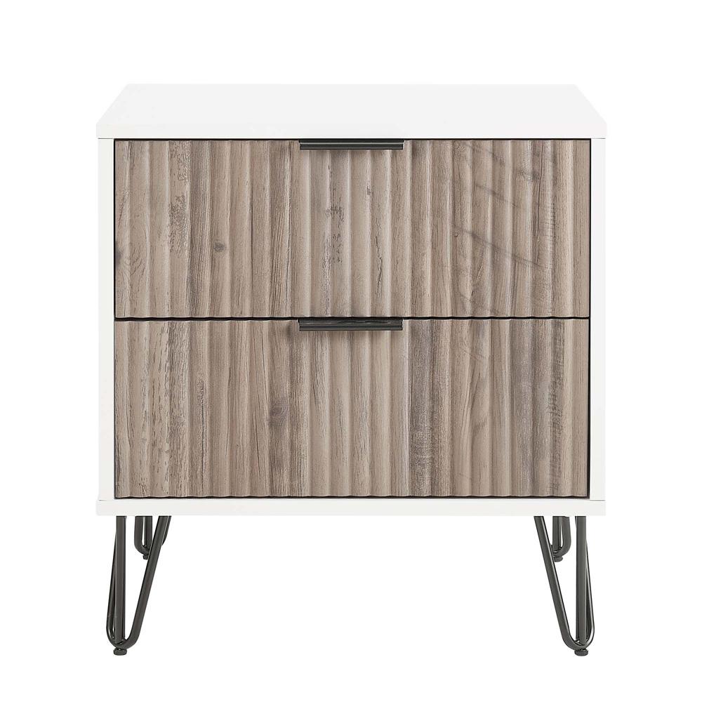 Manhattan Comfort - DUMBO Nightstand with 2 Full Extension Drawers in White and Rustic Grey - NS002-WG veiw 1