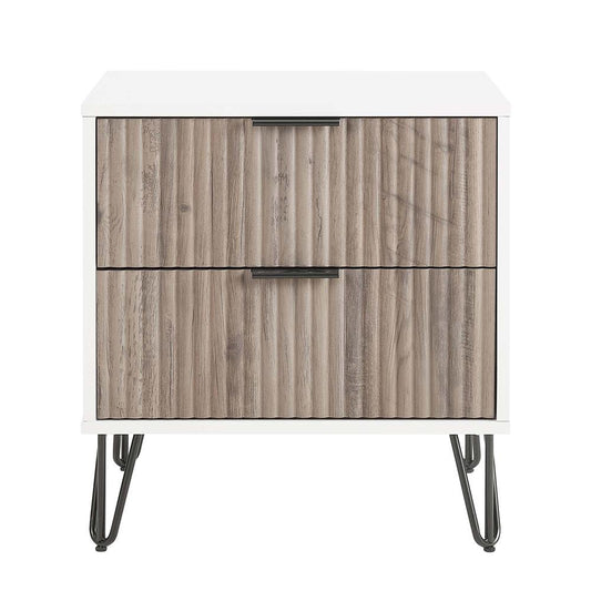 Manhattan Comfort - DUMBO Nightstand with 2 Full Extension Drawers in White and Rustic Grey - NS002-WG veiw 1
