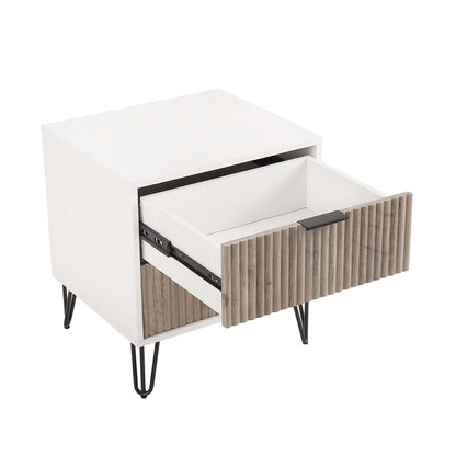Manhattan Comfort - DUMBO Nightstand with 2 Full Extension Drawers in White and Rustic Grey - NS002-WG veiw 4