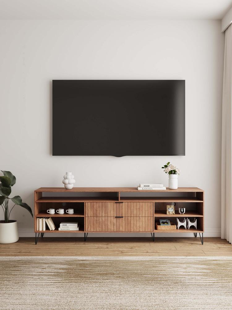 Manhattan Comfort - DUMBO 85W TV Stand with 2 Full Extension Drawers in Golden Brown - TV002-GB veiw 10