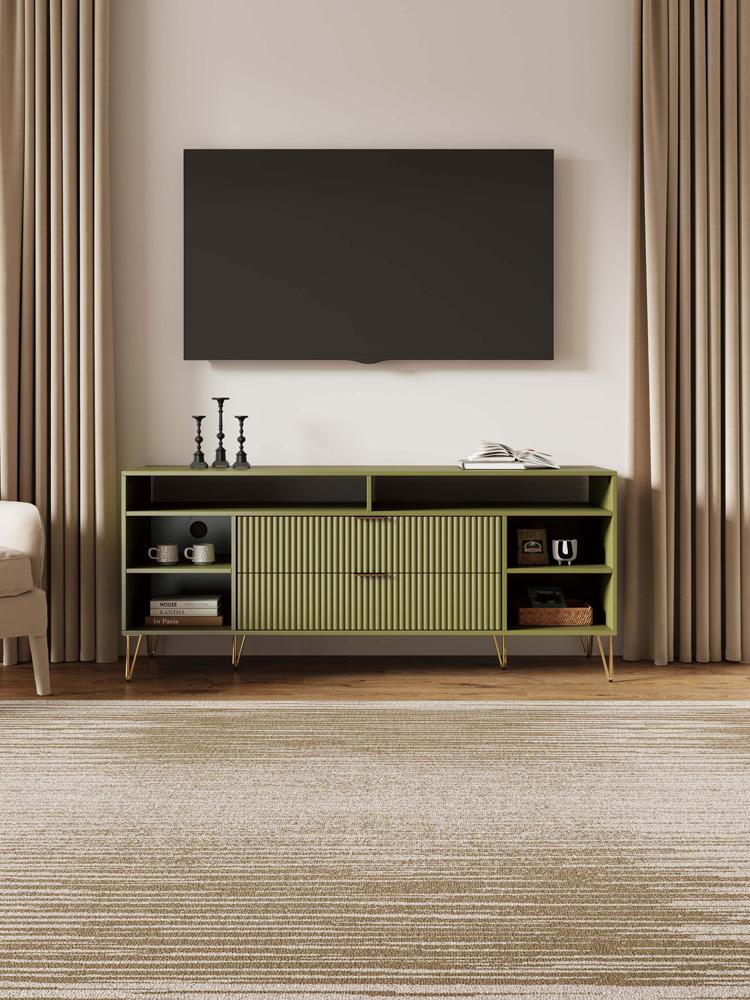 Manhattan Comfort - DUMBO 63W TV Stand with 2 Full Extension Drawers in Olive Green - TV001-OG veiw 10