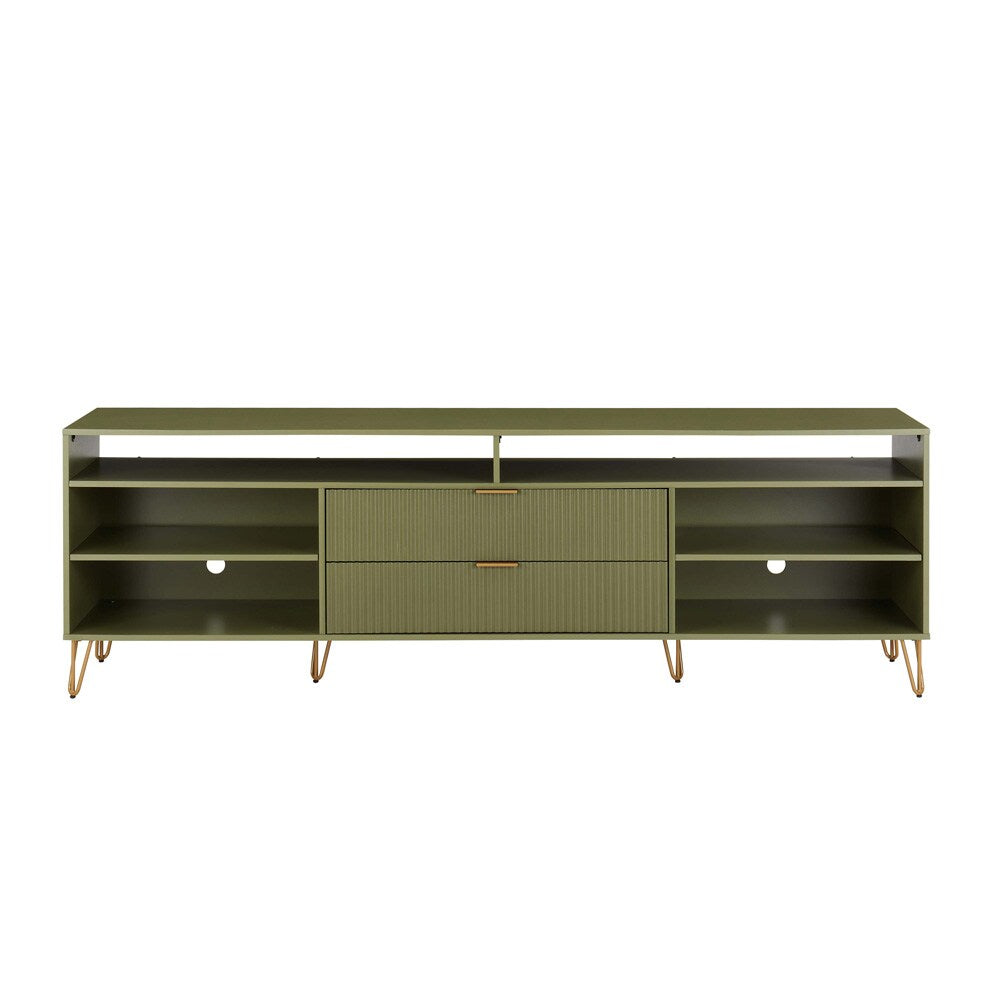 Manhattan Comfort - DUMBO 85W TV Stand with 2 Full Extension Drawers in Olive Green - TV002-OG veiw 1