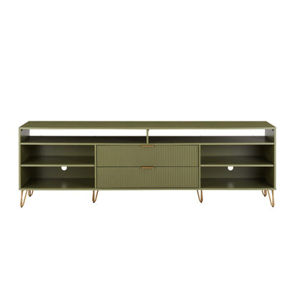 Manhattan Comfort - DUMBO 85W TV Stand with 2 Full Extension Drawers in Olive Green - TV002-OG veiw 1
