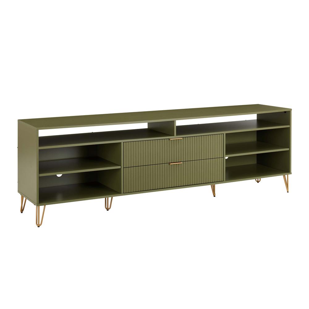 Manhattan Comfort - DUMBO 85W TV Stand with 2 Full Extension Drawers in Olive Green - TV002-OG veiw 2