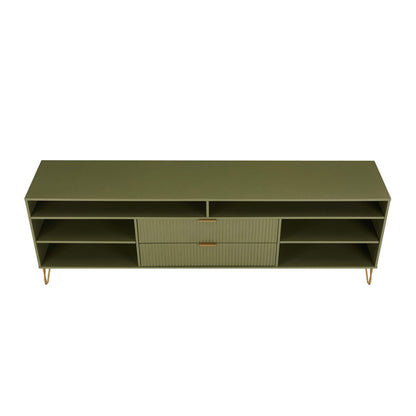 Manhattan Comfort - DUMBO 85W TV Stand with 2 Full Extension Drawers in Olive Green - TV002-OG veiw 3