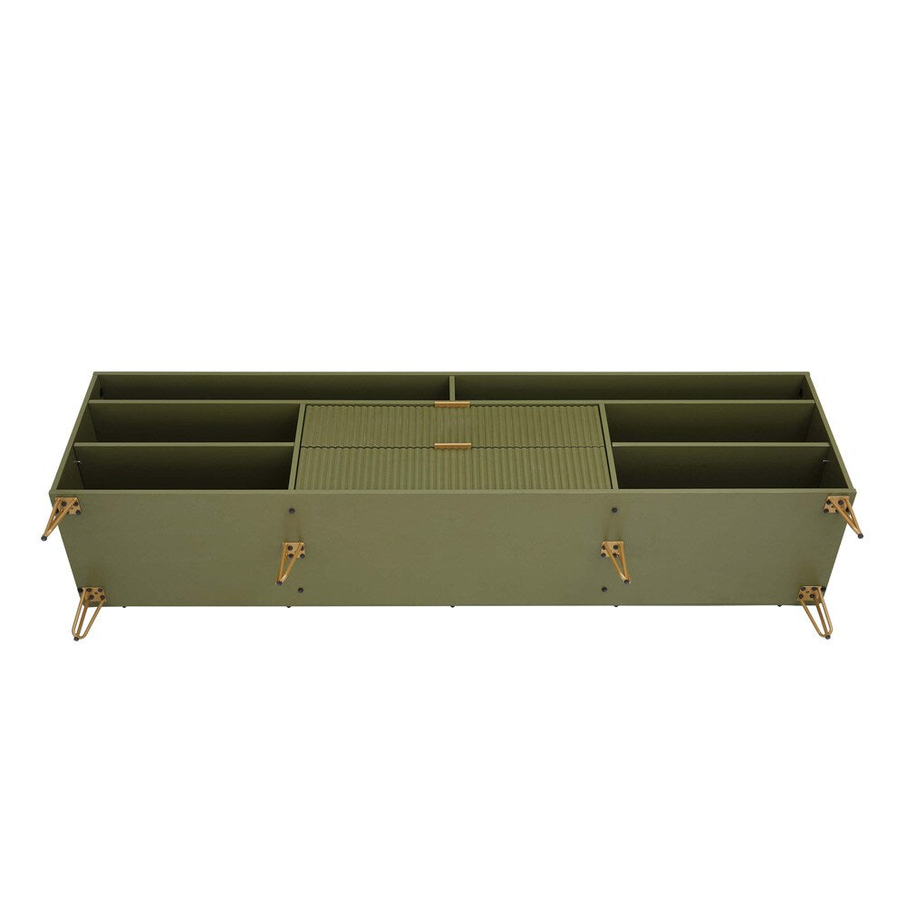 Manhattan Comfort - DUMBO 85W TV Stand with 2 Full Extension Drawers in Olive Green - TV002-OG veiw 5