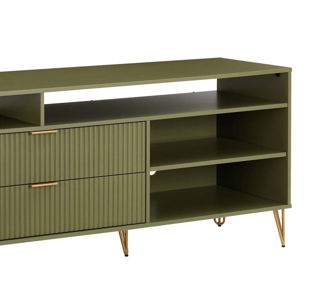 Manhattan Comfort - DUMBO 85W TV Stand with 2 Full Extension Drawers in Olive Green - TV002-OG veiw 8