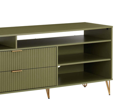 Manhattan Comfort - DUMBO 85W TV Stand with 2 Full Extension Drawers in Olive Green - TV002-OG veiw 8