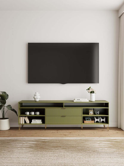 Manhattan Comfort - DUMBO 85W TV Stand with 2 Full Extension Drawers in Olive Green - TV002-OG veiw 10