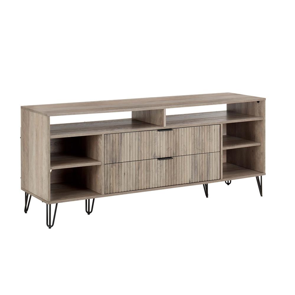 Manhattan Comfort - DUMBO 63W TV Stand with 2 Full Extension Drawers in Rustic Grey - TV001-GY veiw 2