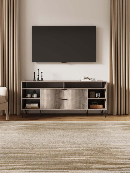 Manhattan Comfort - DUMBO 63W TV Stand with 2 Full Extension Drawers in Rustic Grey - TV001-GY veiw 10