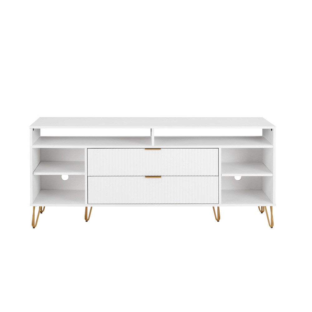 Manhattan Comfort - DUMBO 63W TV Stand with 2 Full Extension Drawers in White - TV001-WH veiw 1