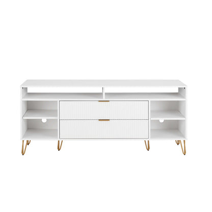 Manhattan Comfort - DUMBO 63W TV Stand with 2 Full Extension Drawers in White - TV001-WH veiw 1