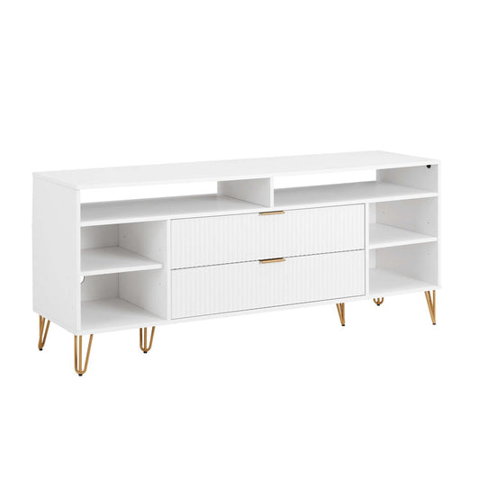 Manhattan Comfort - DUMBO 63W TV Stand with 2 Full Extension Drawers in White - TV001-WH veiw 2