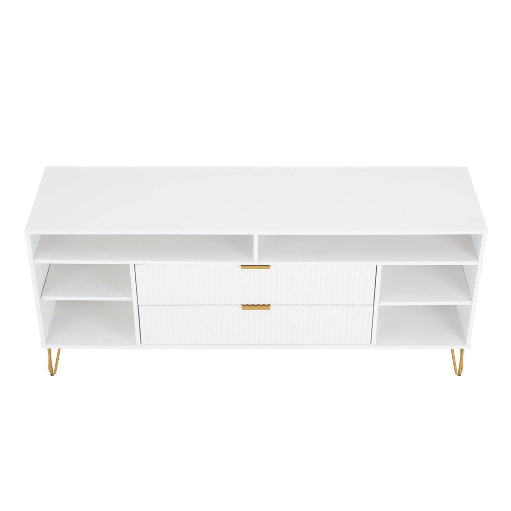 Manhattan Comfort - DUMBO 63W TV Stand with 2 Full Extension Drawers in White - TV001-WH veiw 3