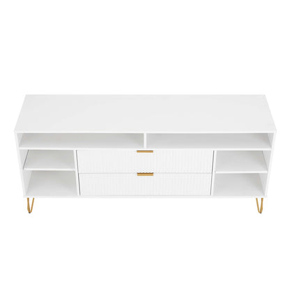 Manhattan Comfort - DUMBO 63W TV Stand with 2 Full Extension Drawers in White - TV001-WH veiw 3
