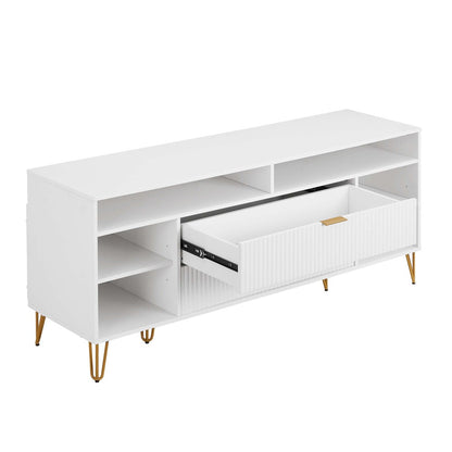 Manhattan Comfort - DUMBO 63W TV Stand with 2 Full Extension Drawers in White - TV001-WH veiw 4