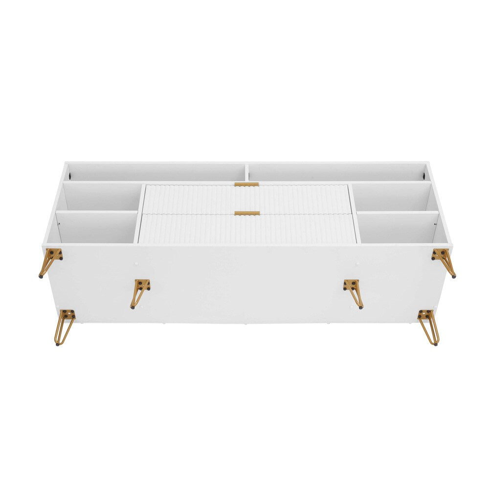 Manhattan Comfort - DUMBO 63W TV Stand with 2 Full Extension Drawers in White - TV001-WH veiw 5