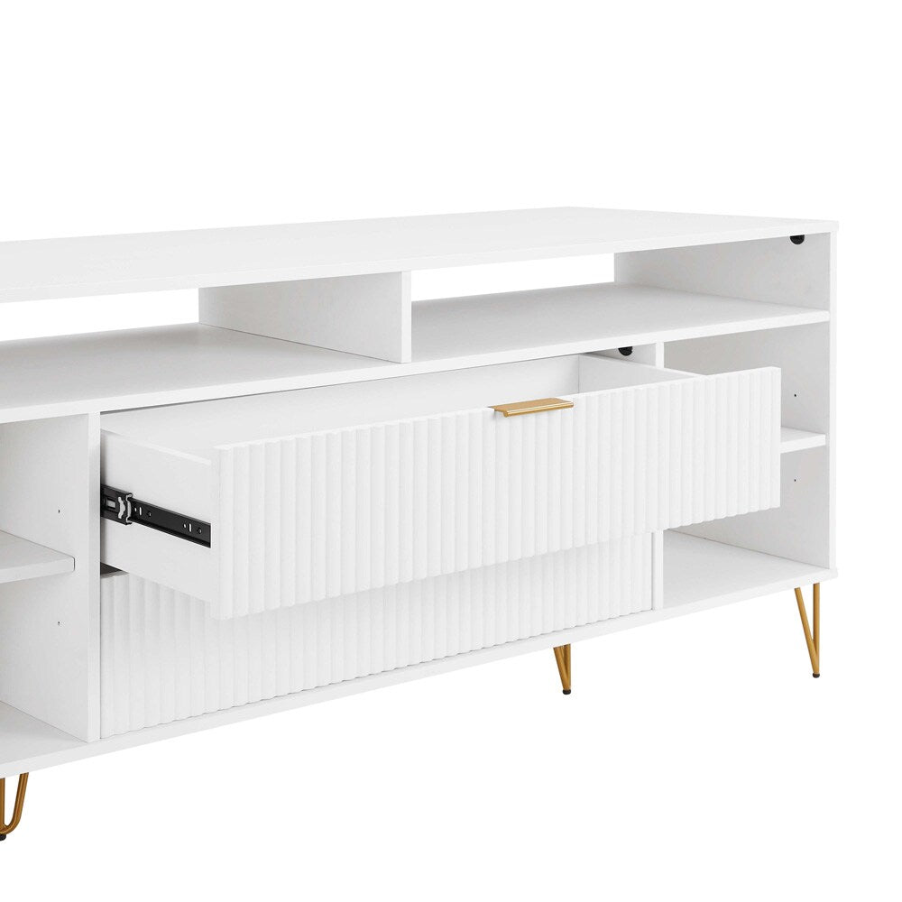 Manhattan Comfort - DUMBO 63W TV Stand with 2 Full Extension Drawers in White - TV001-WH veiw 6