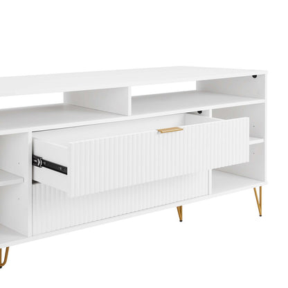 Manhattan Comfort - DUMBO 63W TV Stand with 2 Full Extension Drawers in White - TV001-WH veiw 6