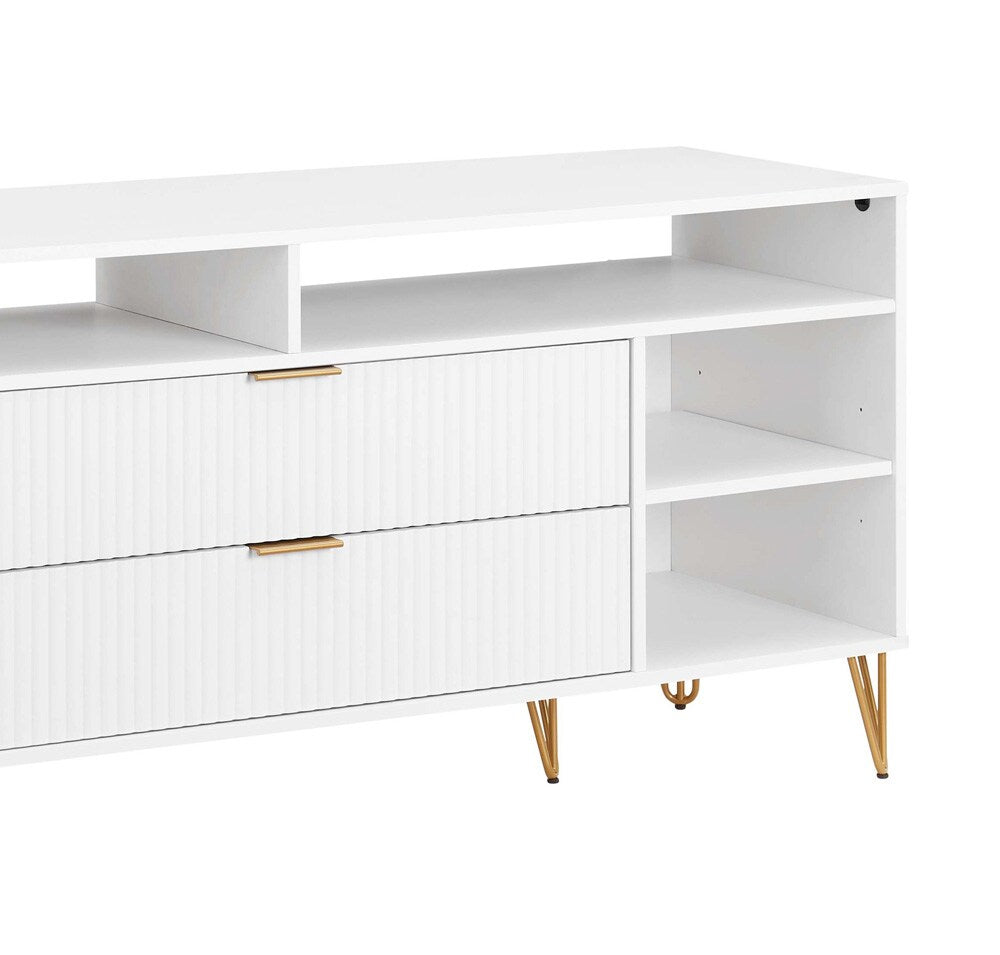 Manhattan Comfort - DUMBO 63W TV Stand with 2 Full Extension Drawers in White - TV001-WH veiw 8