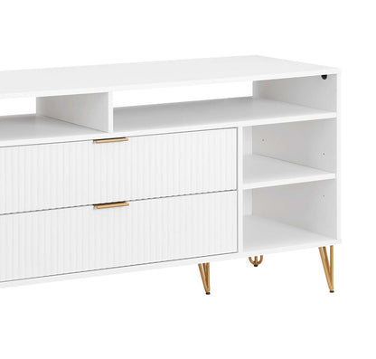 Manhattan Comfort - DUMBO 63W TV Stand with 2 Full Extension Drawers in White - TV001-WH veiw 8