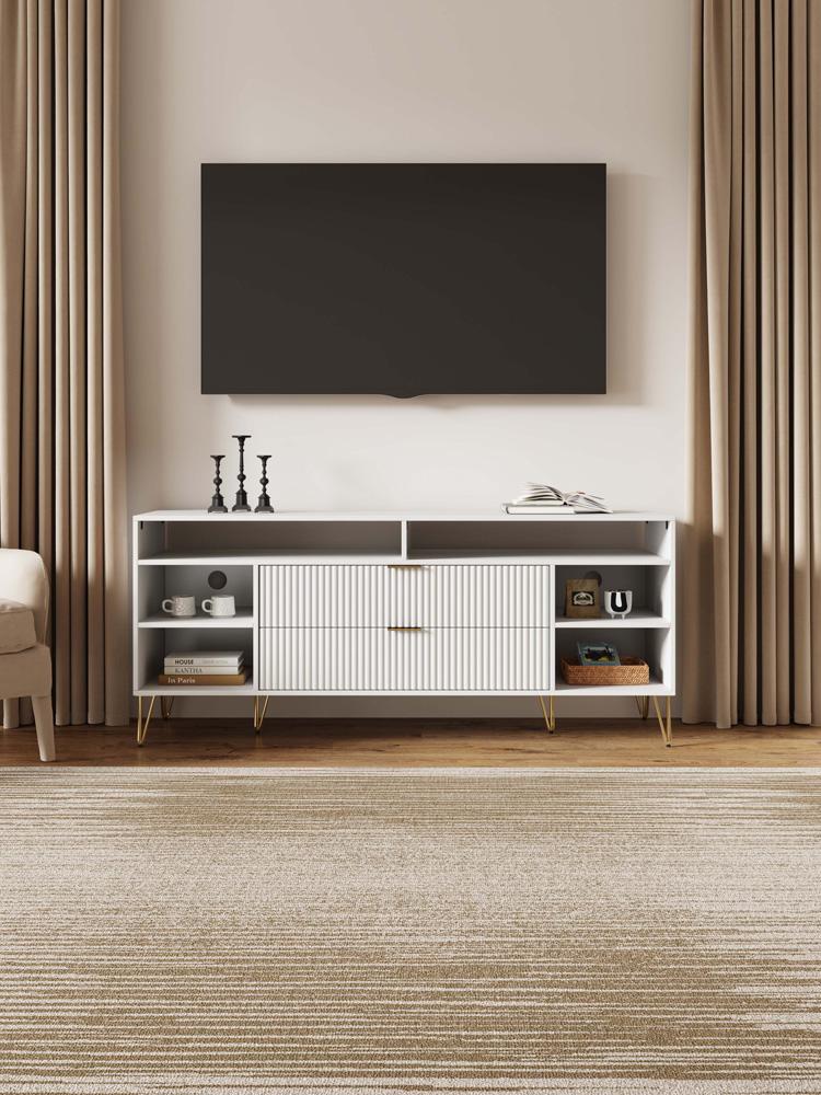 Manhattan Comfort - DUMBO 63W TV Stand with 2 Full Extension Drawers in White - TV001-WH veiw 10