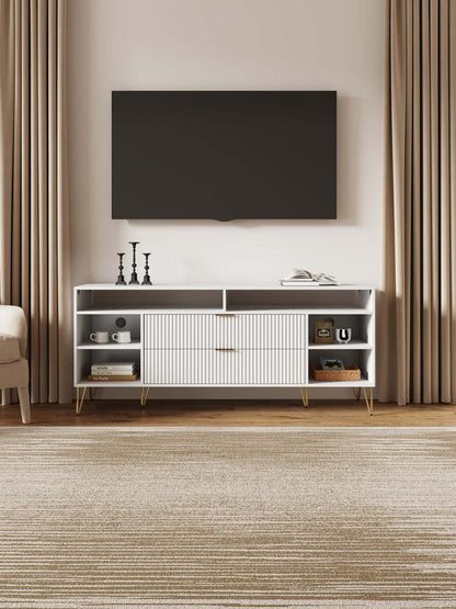 Manhattan Comfort - DUMBO 63W TV Stand with 2 Full Extension Drawers in White - TV001-WH veiw 10
